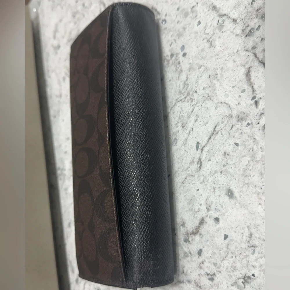 Coach Black and Gold Textured Envelope Wallet AUTHENTIC